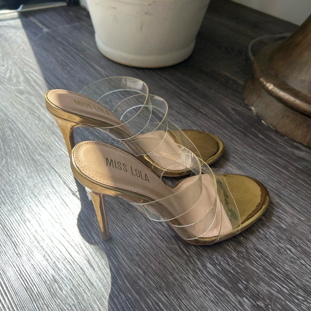 Gold Clear Strap Stiletto Heels – Cinderella Style Party Shoes